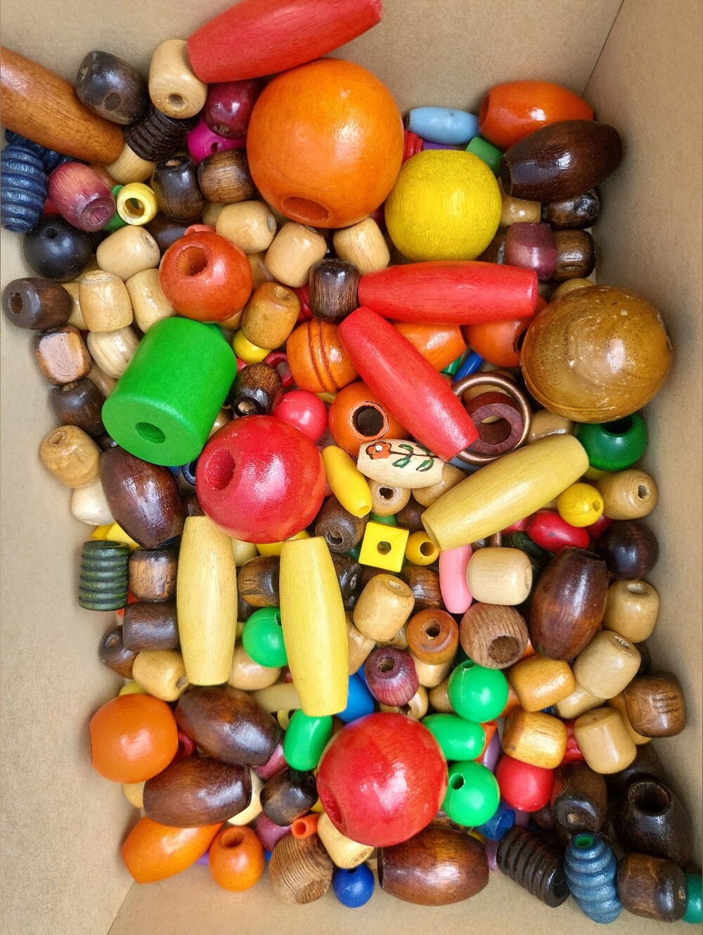 Vintage 70's Wood Bead Macrame Bead Mixed Lot 100+ ~ Vintage Craft Supplies